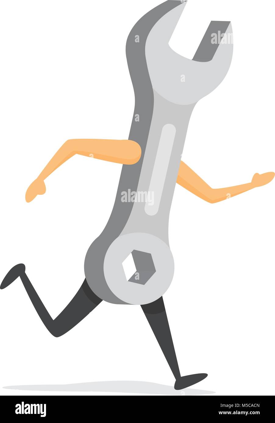 Cartoon illustration of fixing wrench on the run Stock Vector Image