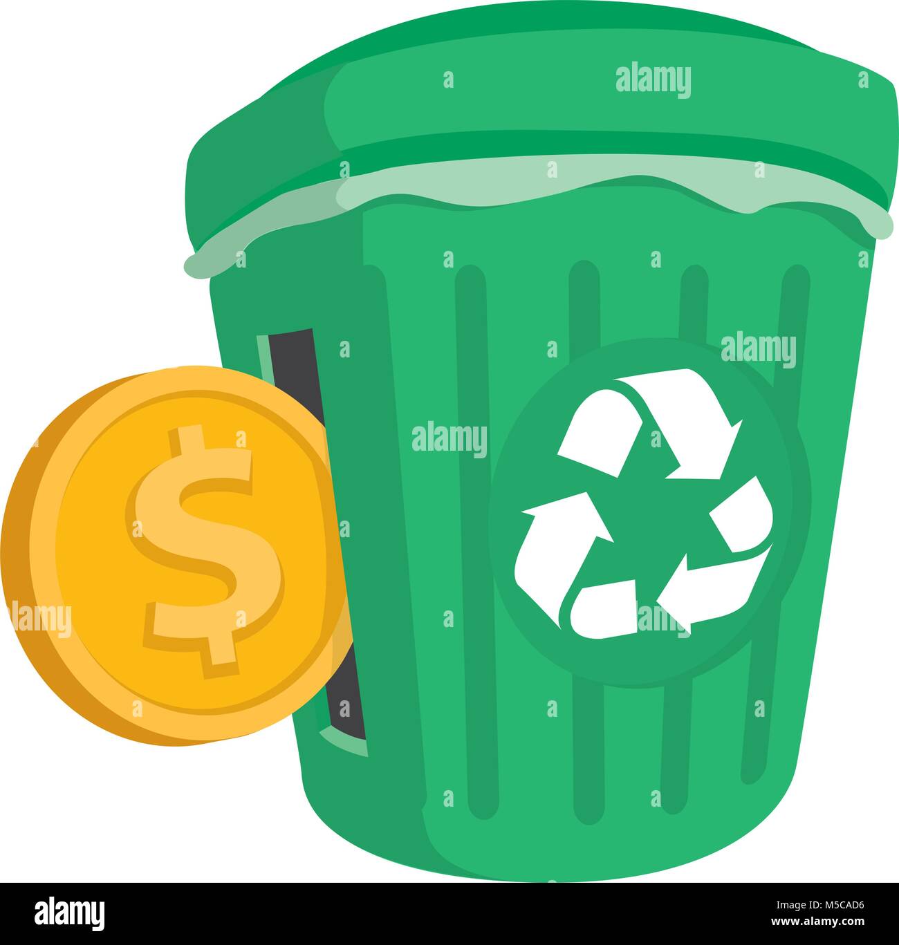 Cartoon illustration of investing money in recycling Stock Vector