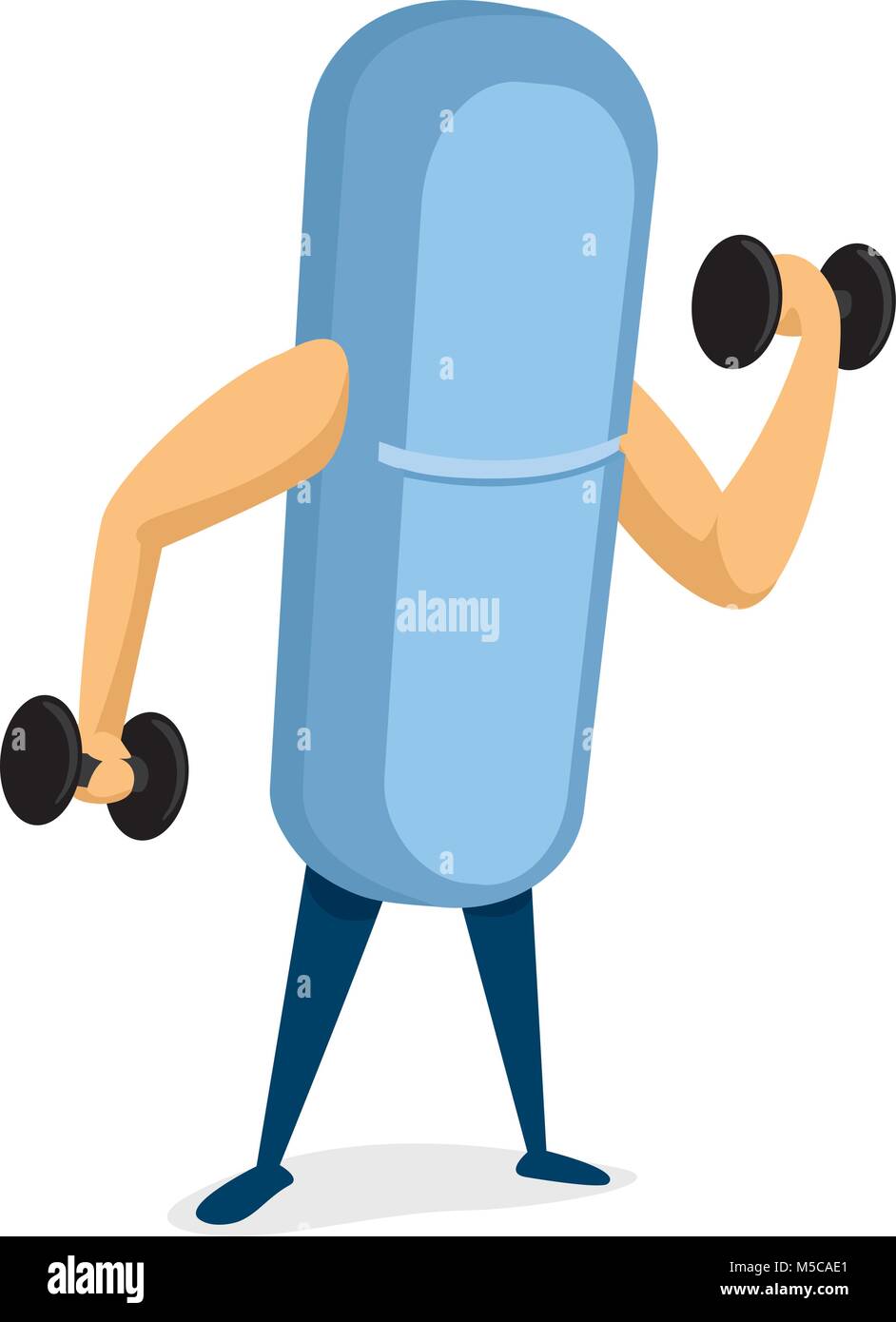 Cartoon illustration of strong medicine working out Stock Vector