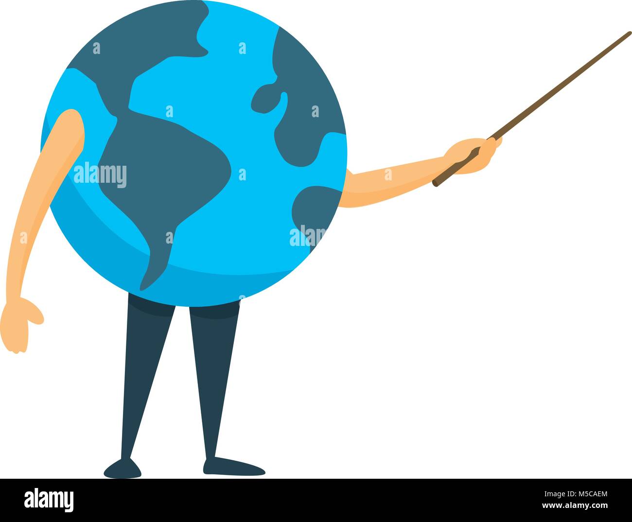 Cartoon illustration of planet earth portfolio teaching or performing a presentation Stock Vector