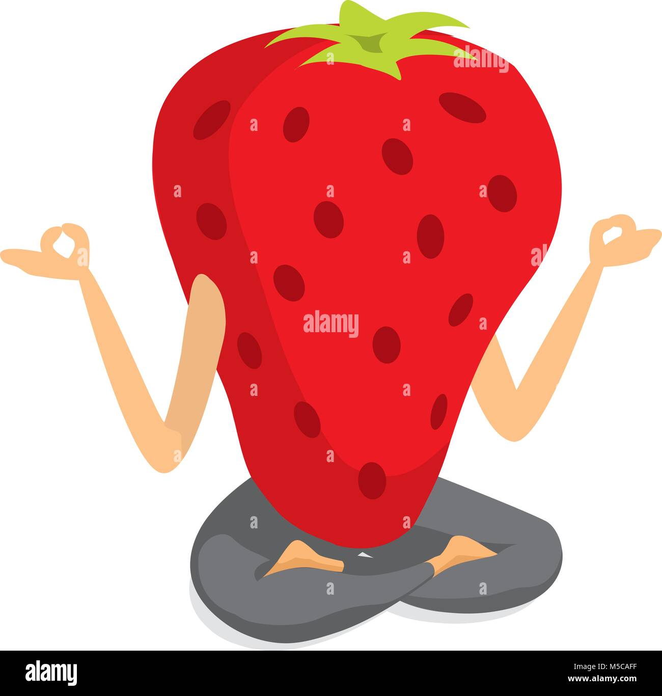 Cartoon illustration of strawberry practising yoga or meditation Stock Vector