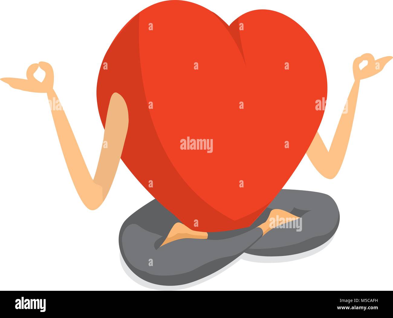 Cartoon illustration of heart loving yoga or meditation Stock Vector