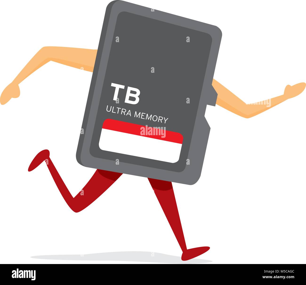 Cartoon illustration of memory card running the storage race Stock