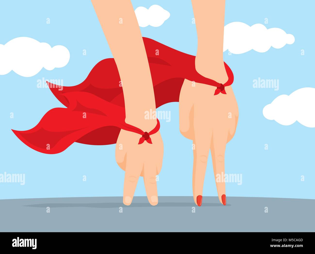 Cartoon illustration of super mother hero and her son Stock Vector
