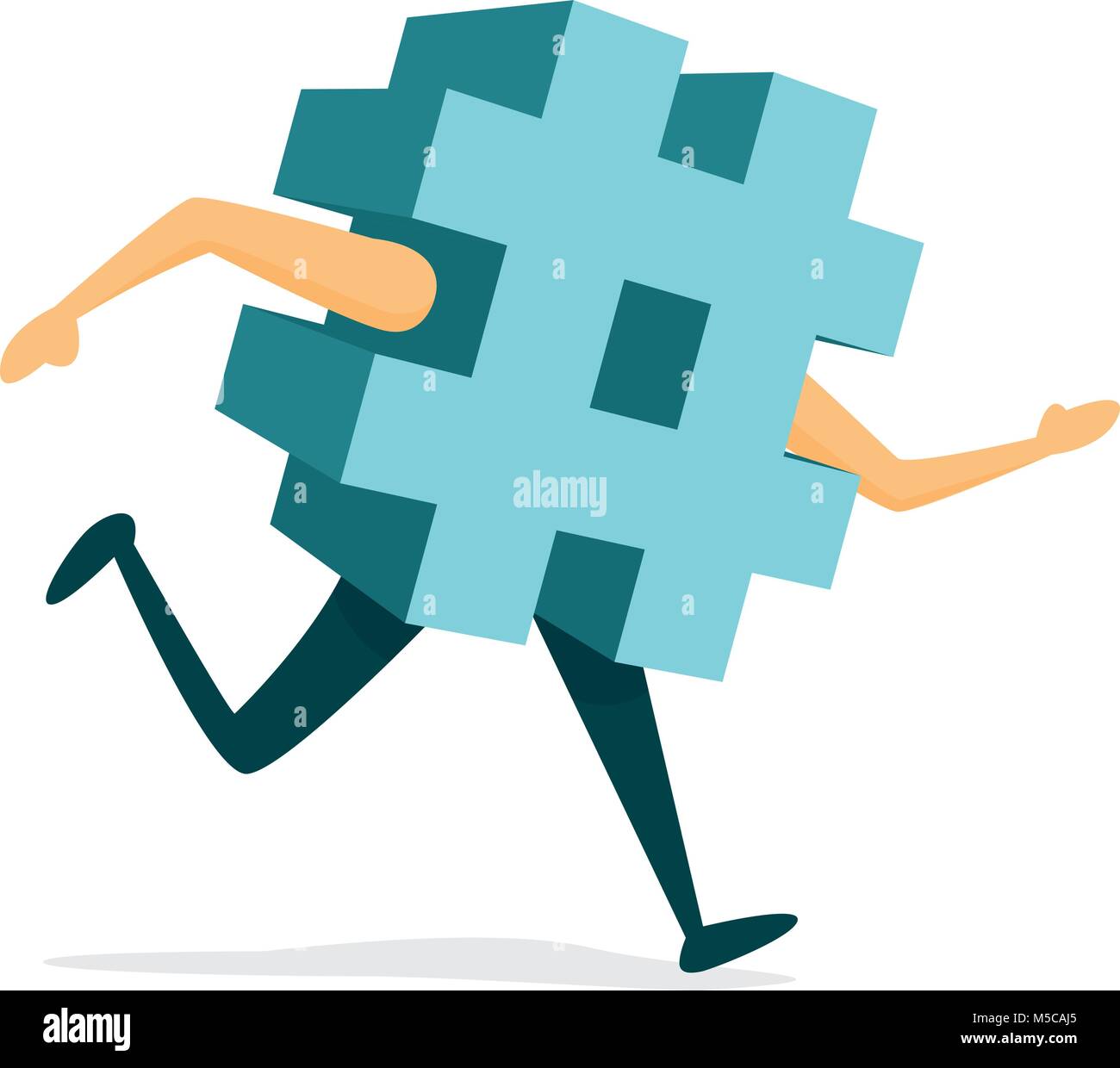 Cartoon illustration of hashtag running or excercising Stock Vector