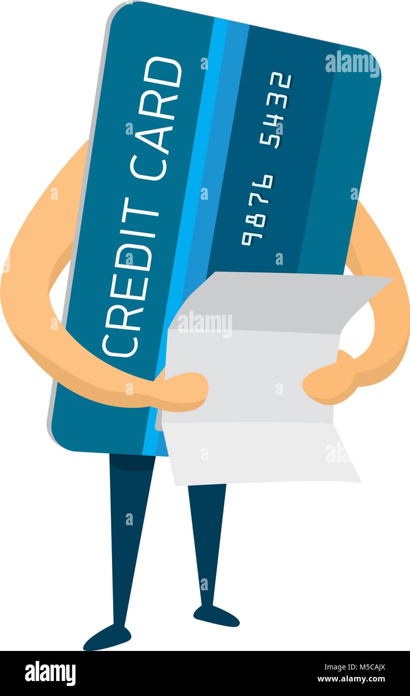 Cartoon illustration of credit card reading statement Stock Vector