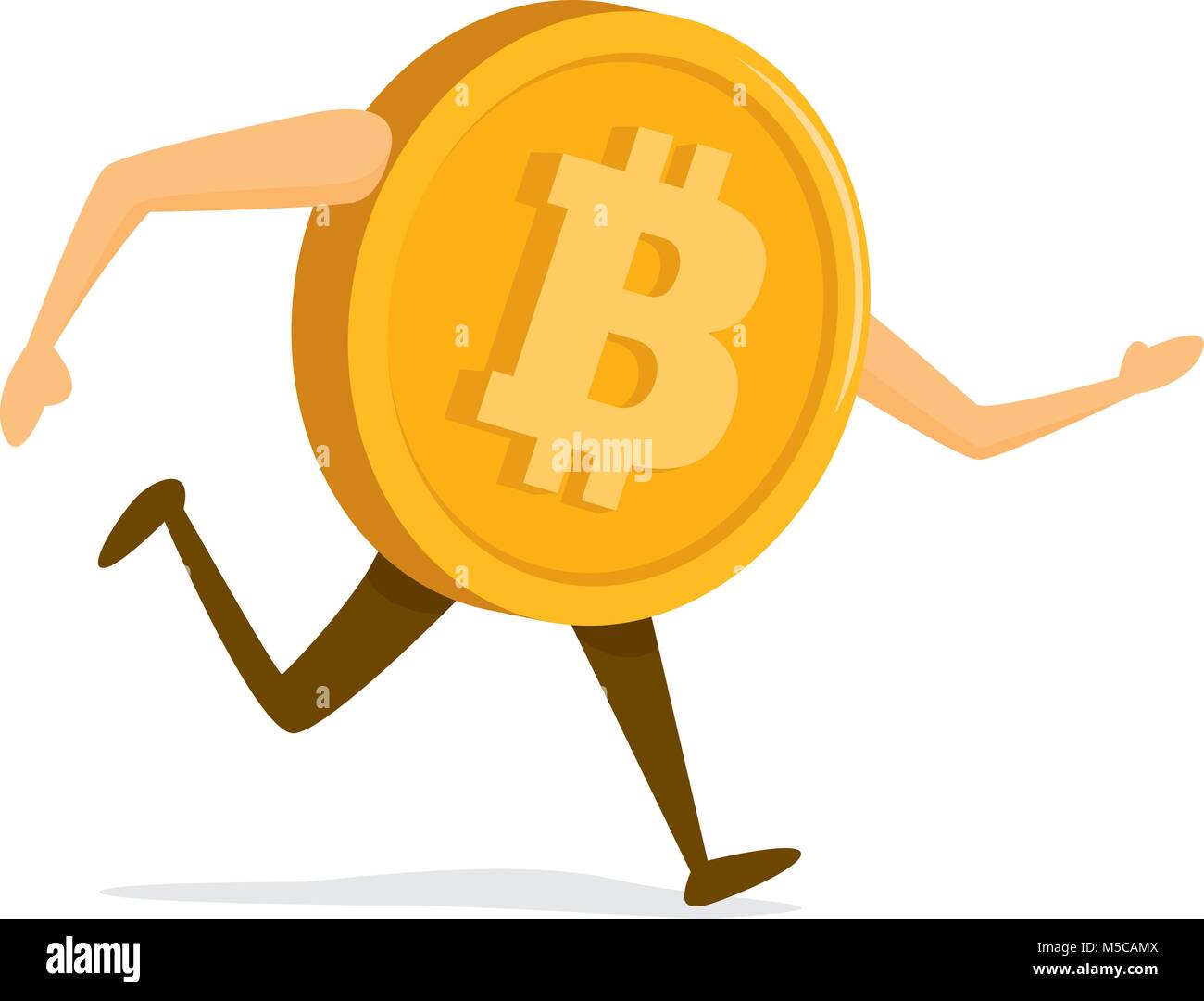 Cartoon illustration of bitcoin currency running fast Stock Vector Image &  Art - Alamy