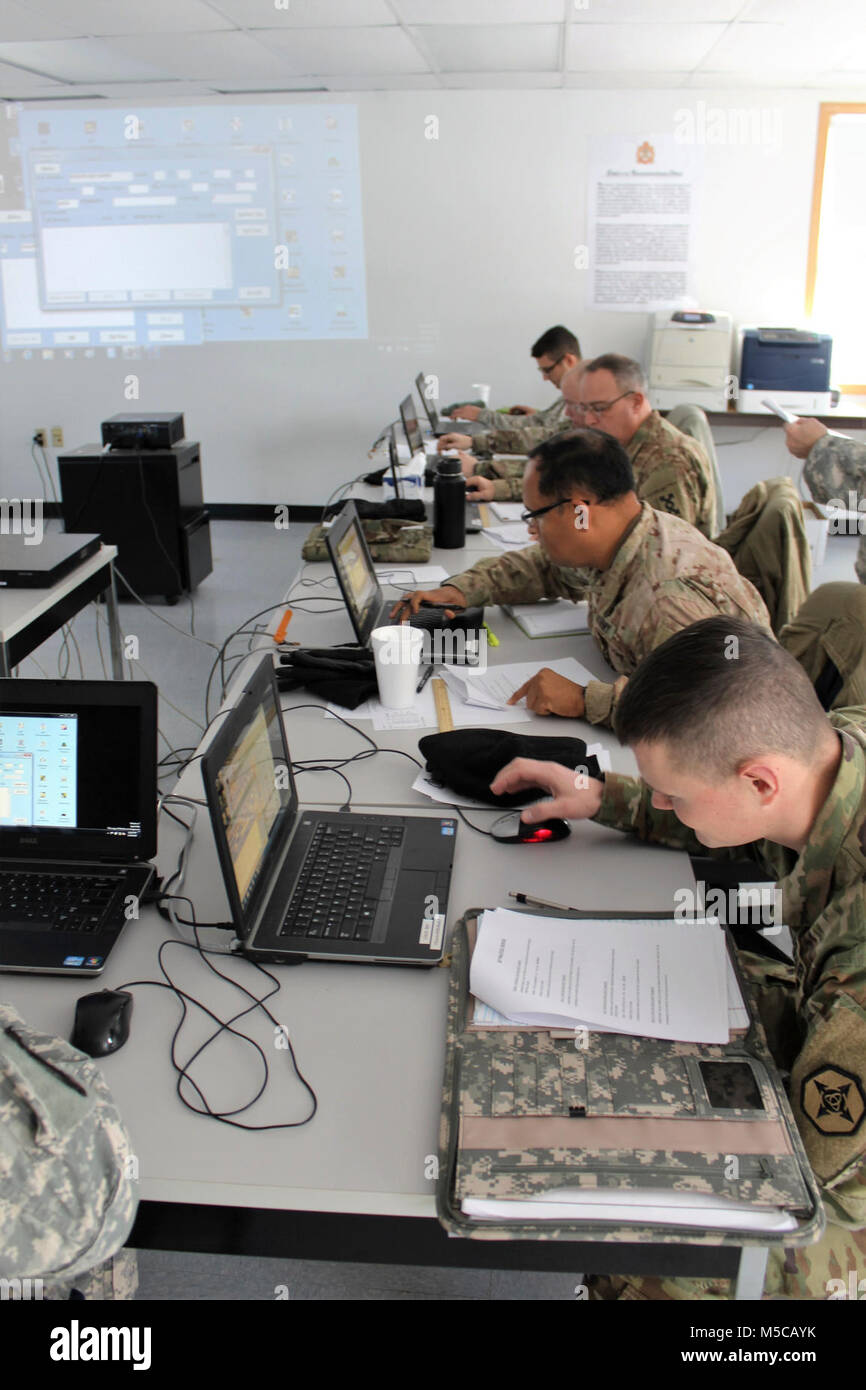 Students complete a project in the 89B Advanced Leader Course, a course taught by the 13th Battalion, 100th Regiment, on Jan. 16, 2018, at Fort McCoy, Wis. The 13th, 100th is an ordnance battalion that provides training and training support to Soldiers in the ordnance maintenance military occupational specialty series. The unit, aligned under the 3rd Brigade, 94th Division of the 80th Training Command, has been at Fort McCoy since about 1995. (U.S. Army Stock Photo