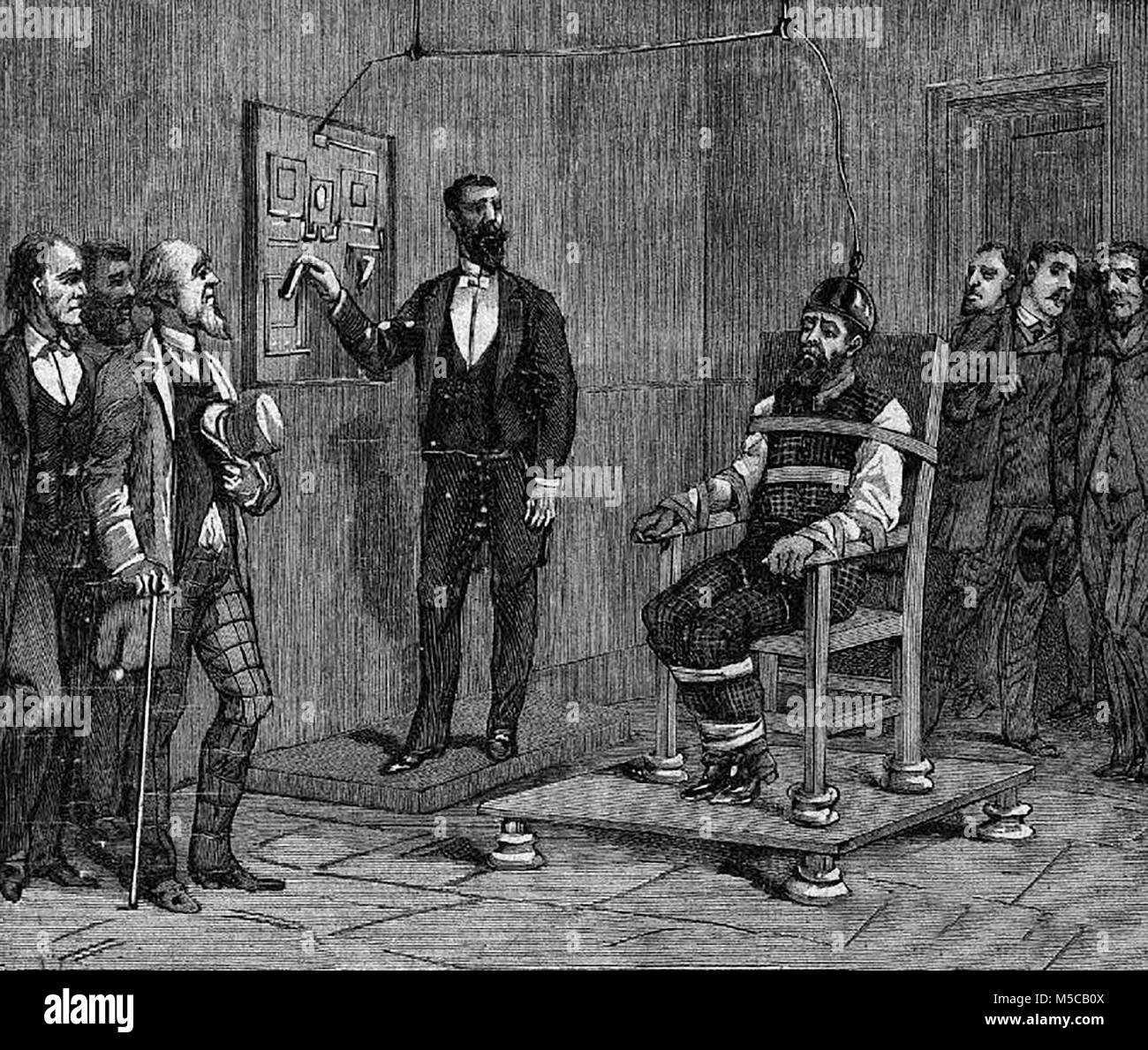 An execution by electricity in New York, circa 1890 Stock Photo