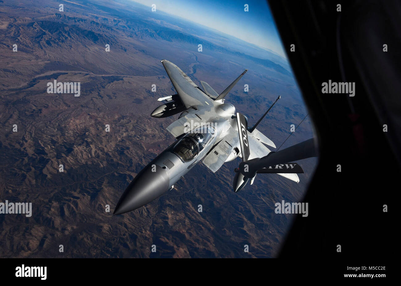 An F-15C Eagle fighter jet assigned to the 123rd Fighter Squadron at ...