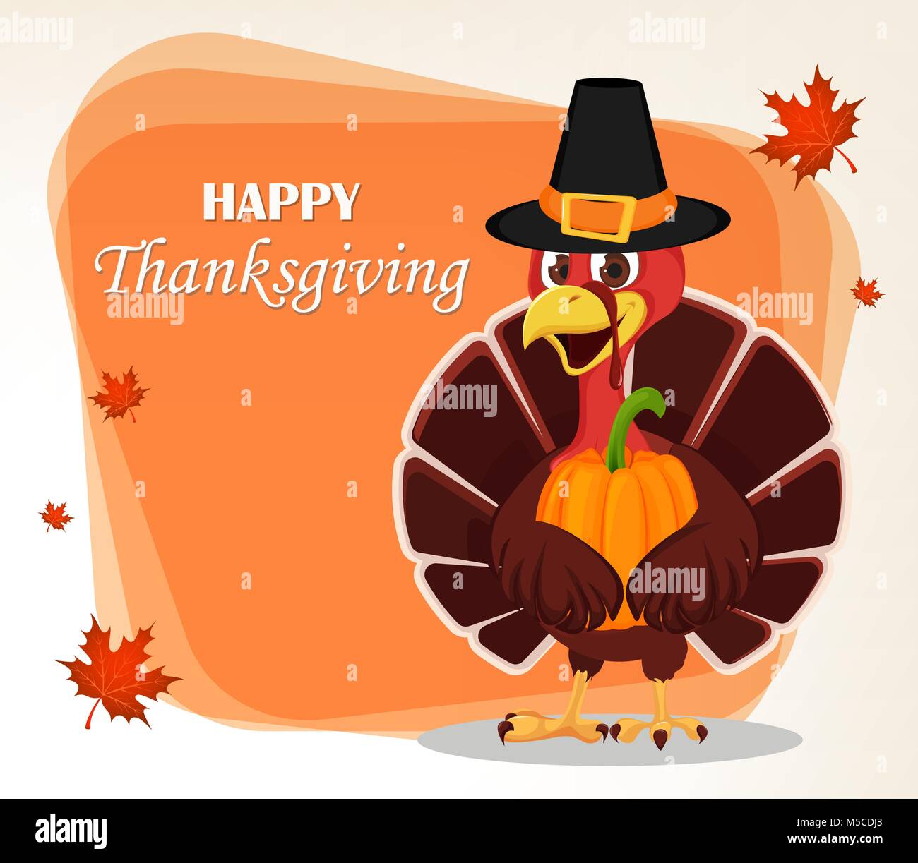 Thanksgiving greeting card with a turkey bird wearing a Pilgrim hat and ...