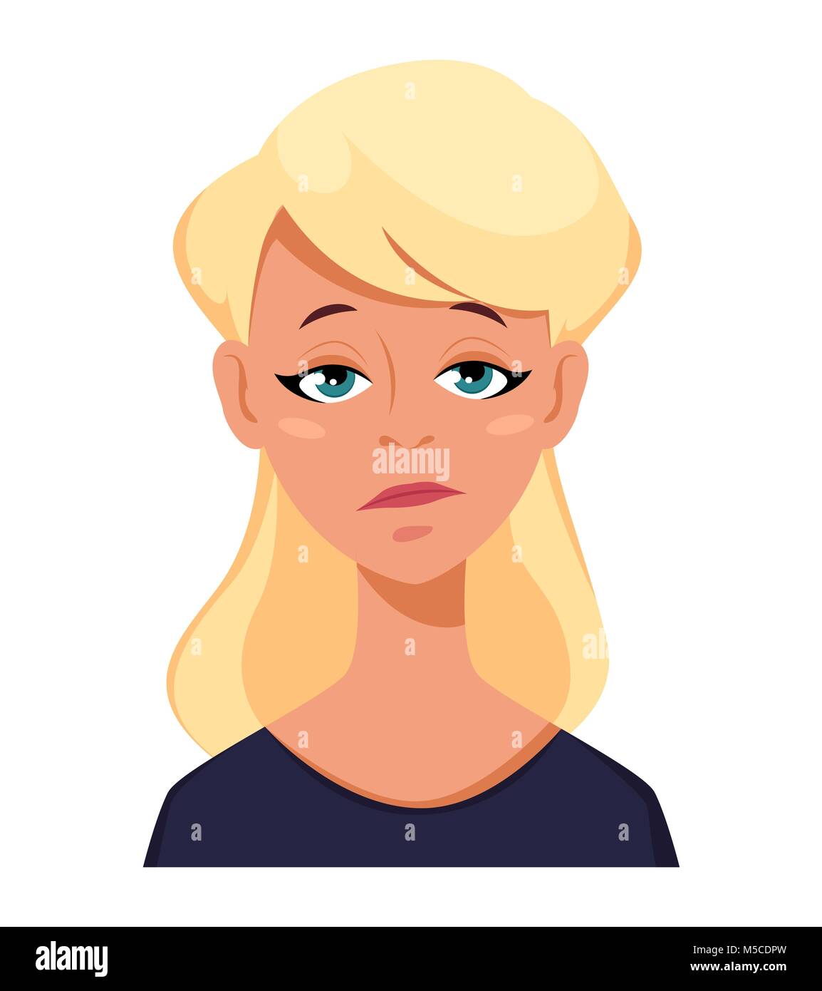 Face expression of a blonde woman - tired. Female emotions ...