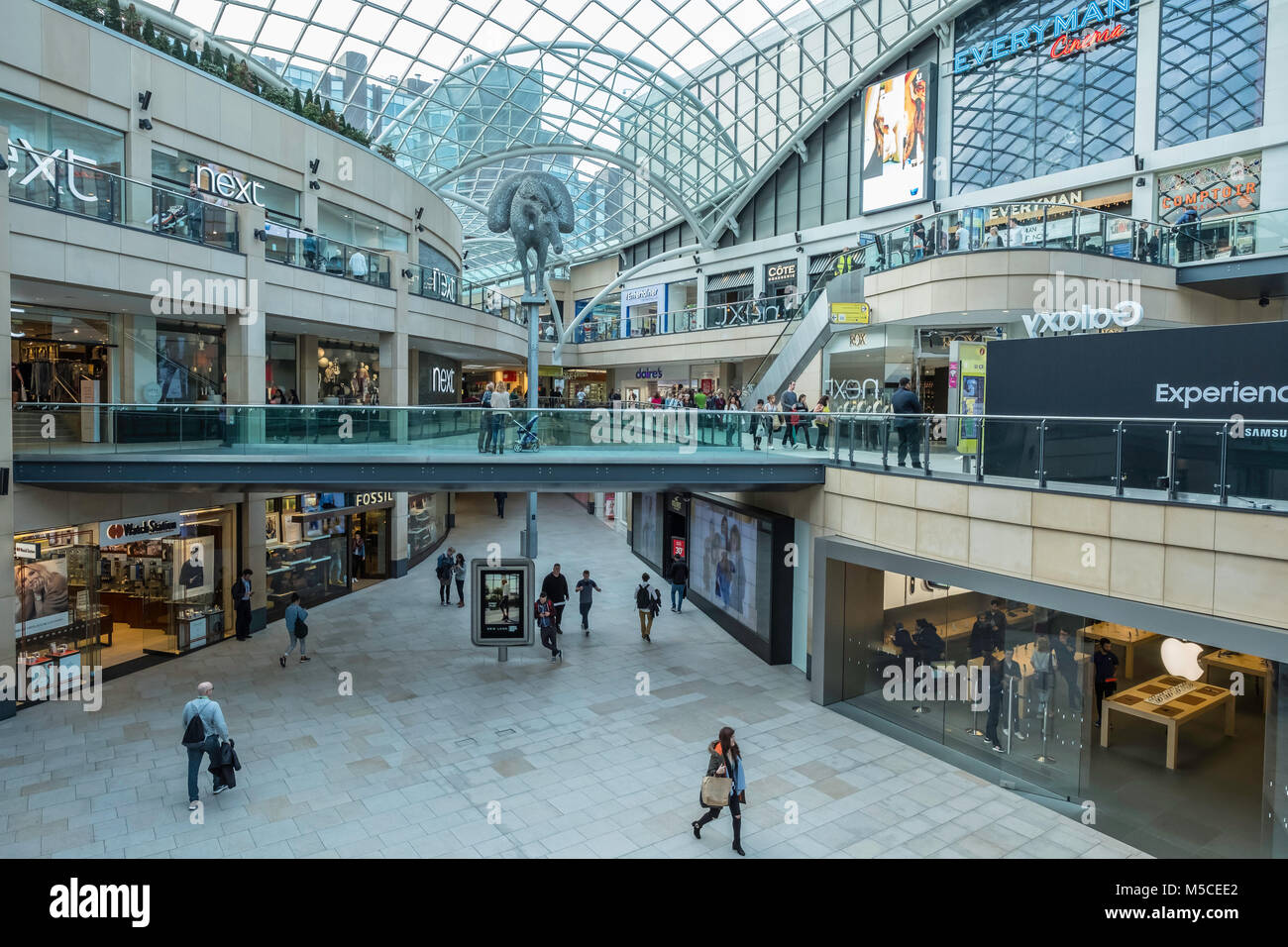The Trinity shopping centre in Leeds with the packhorse sculpture Equus