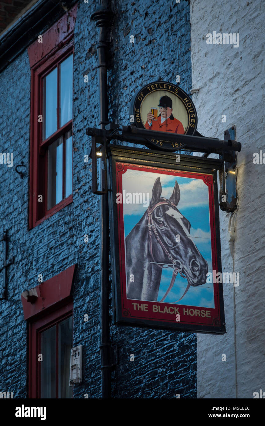 The Black Horse pub sign in Whitby. Stock Photo