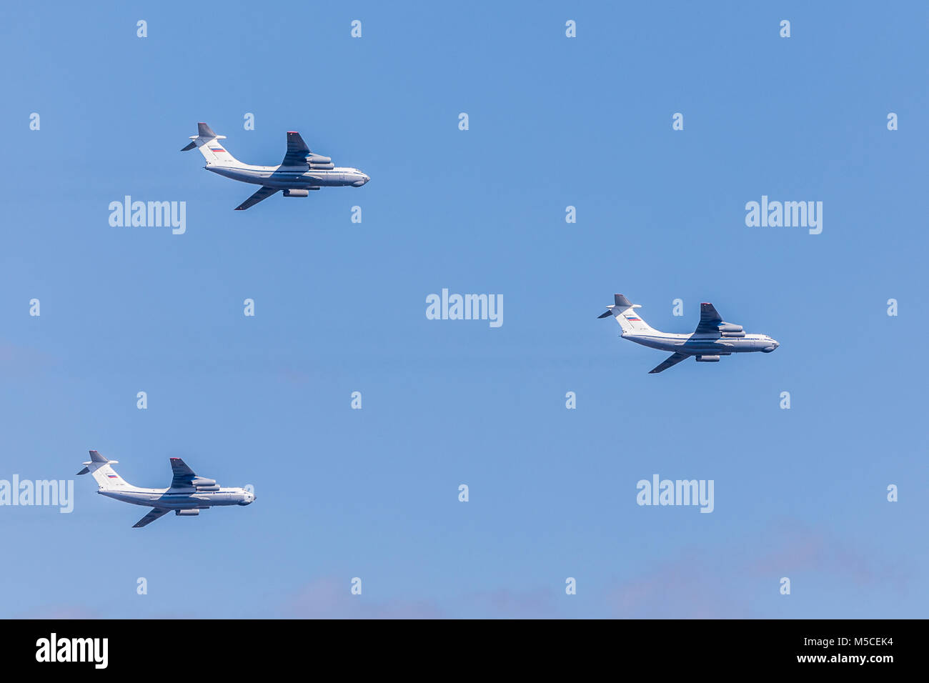 Moscow - May 07, 2017: military aircrafts of Russian air forces are ...