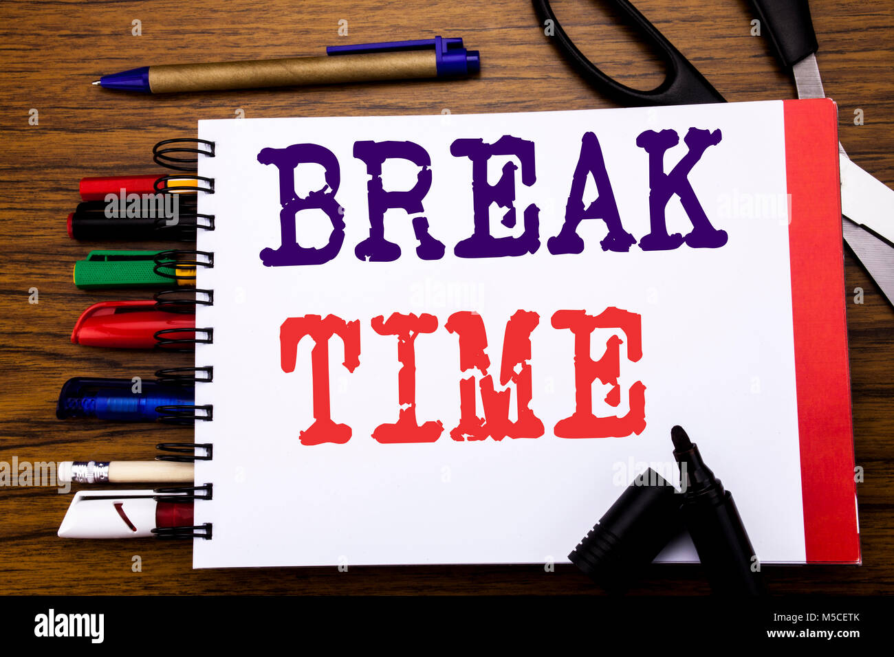 Handwriting Announcement text showing Break Time. Business concept for ...