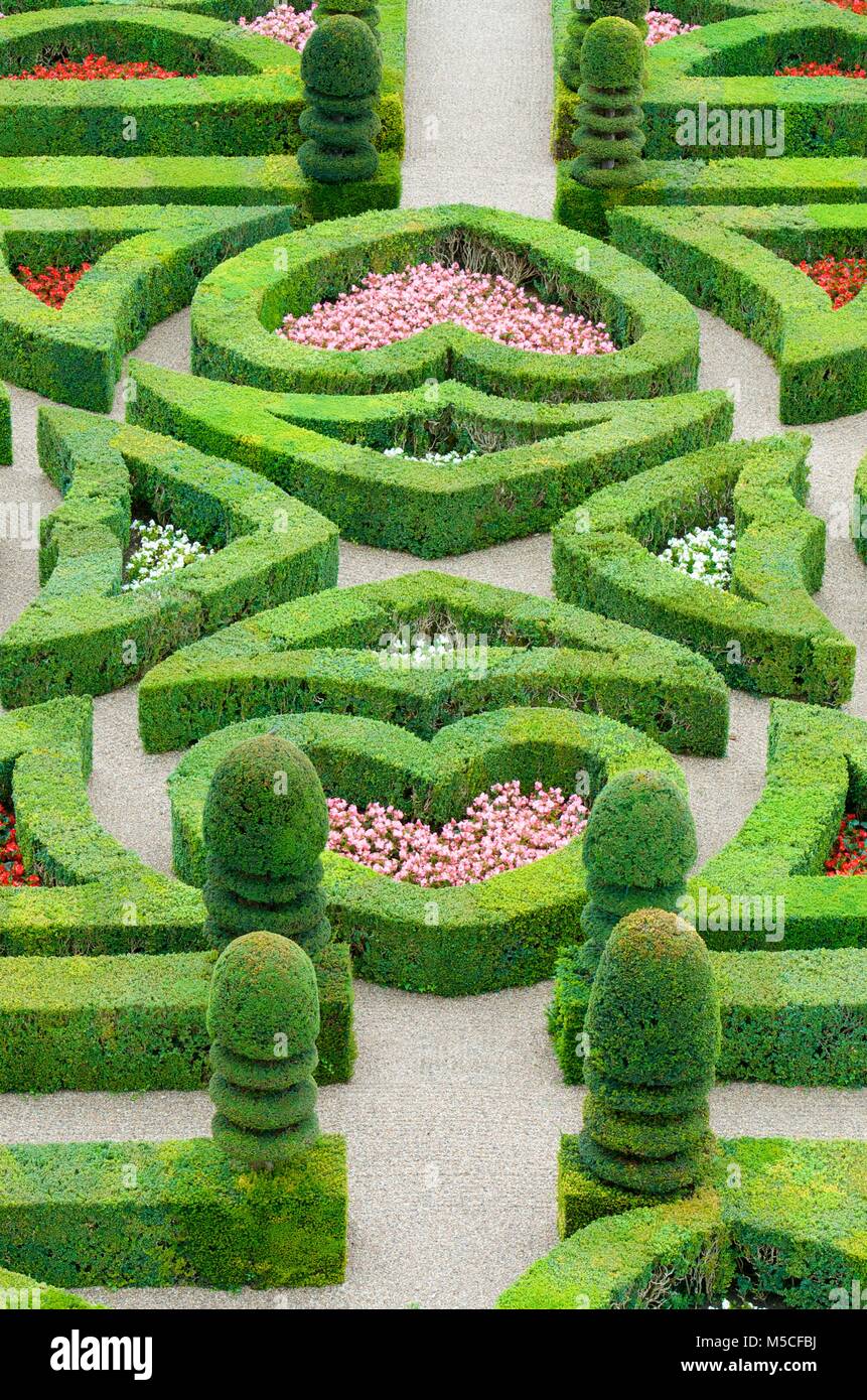 foreground of the garden of the castle of Villandry, Loire Valley, France Stock Photo