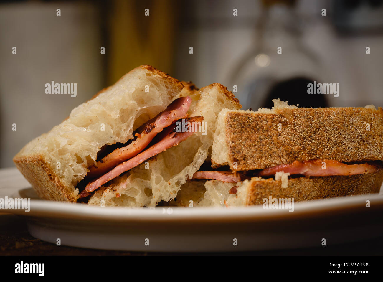 Bacon sandwich in sourdough bread Stock Photo Alamy