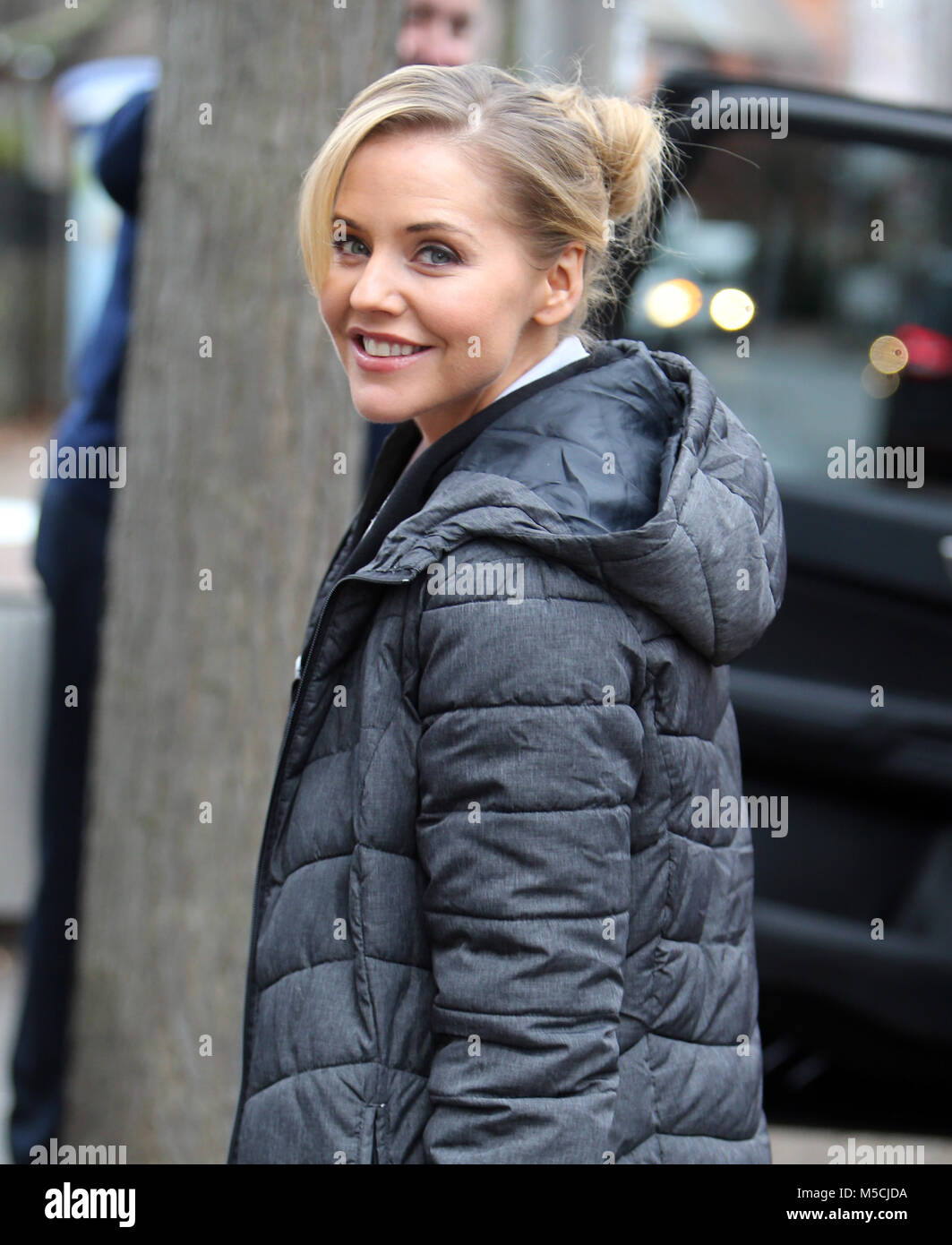 Stephanie Waring and Sylvin Longchambon outside ITV Studios Featuring