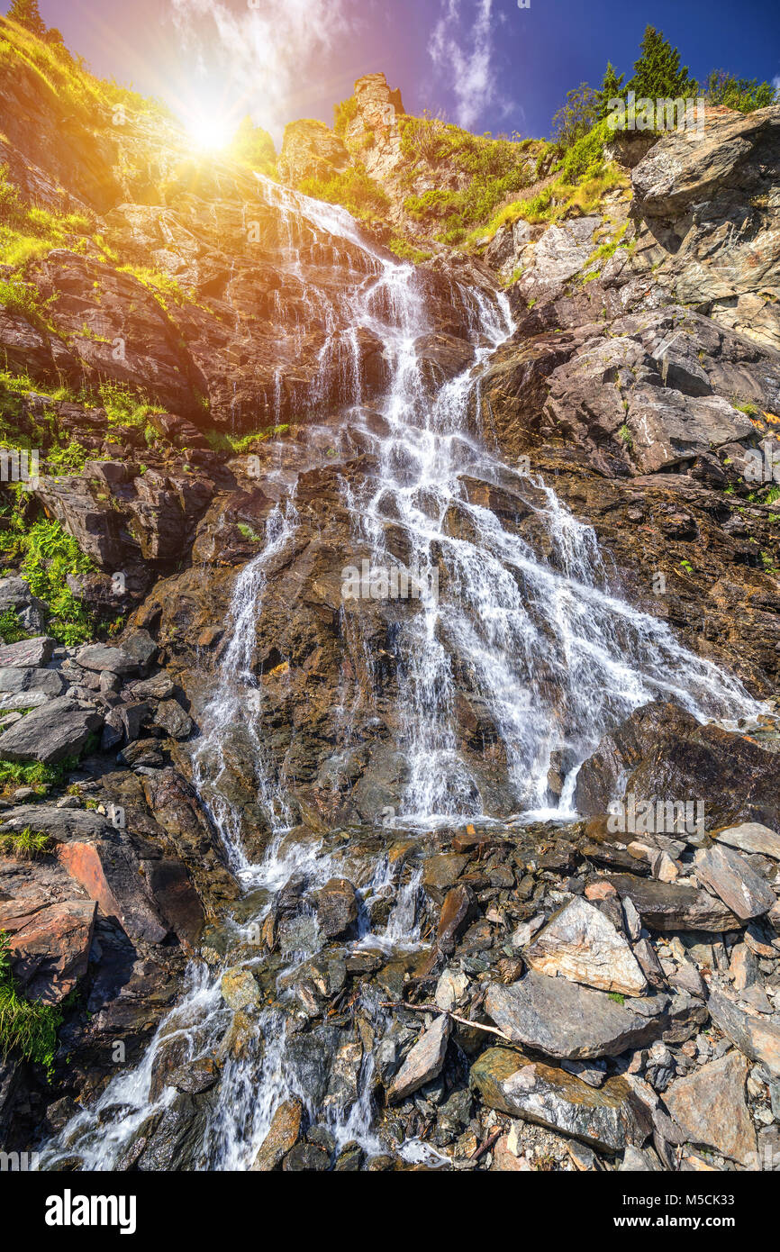 Capra waterfall in Fagaras mountains, Romania Stock Photo