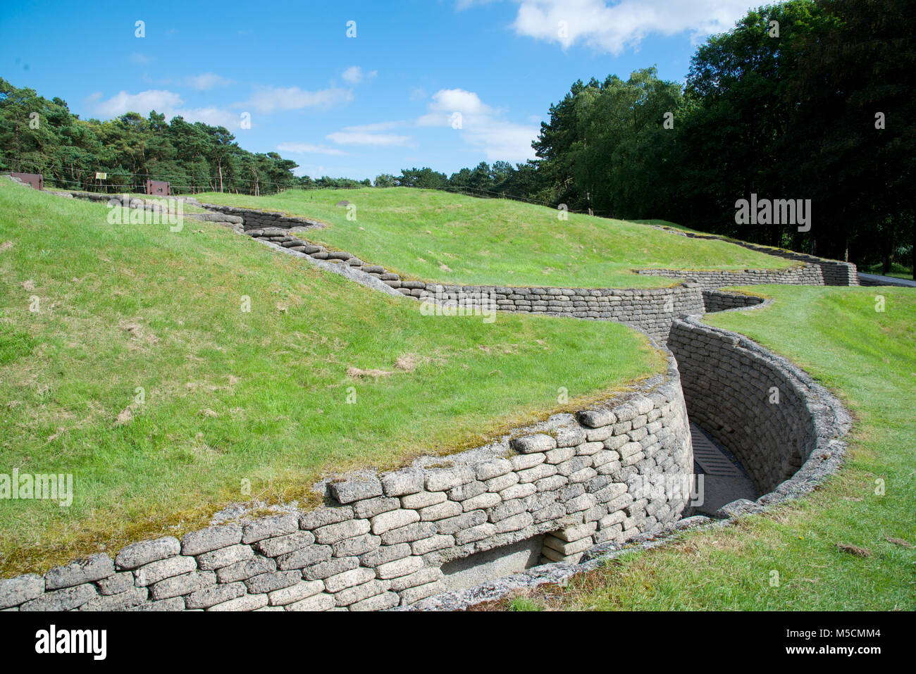 Preserved trenches from the Battle of Vimy Ridge at the Canadian National Vimy Memorial, France Stock Photo