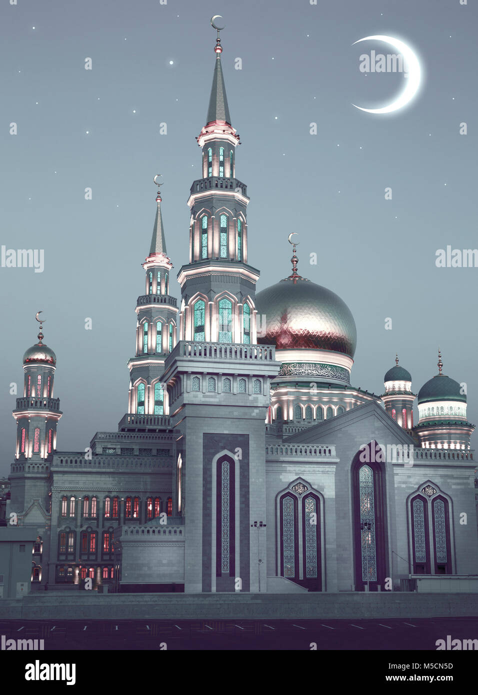The largest and highest mosque in Europe - Moscow city, near Prospekt Mira metro station, Russia Stock Photo