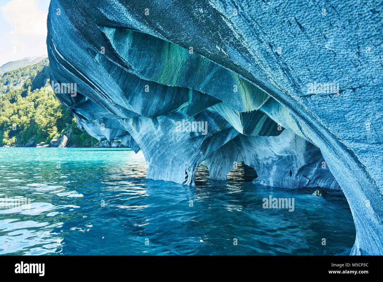 The Marble Caves of Patagonia, Chile. Turquoise colors and splendid shapes  create imagery of unearthly beauty carved out by nature Stock Photo - Alamy
