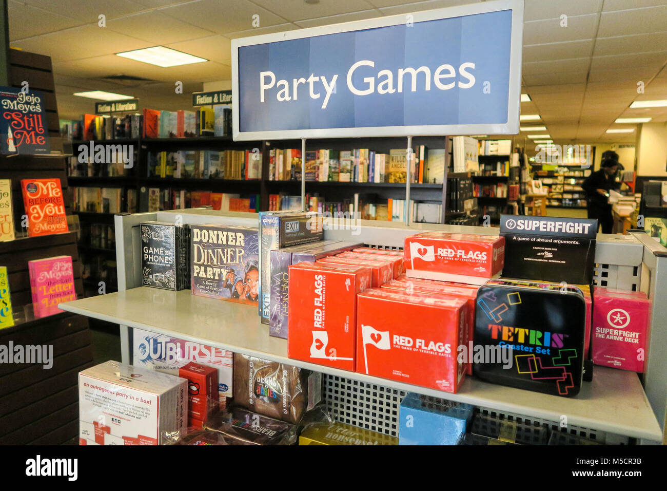 Games in Barnes & Noble Bookstore on Fifth Avenue, NYC, USA Stock Photo
