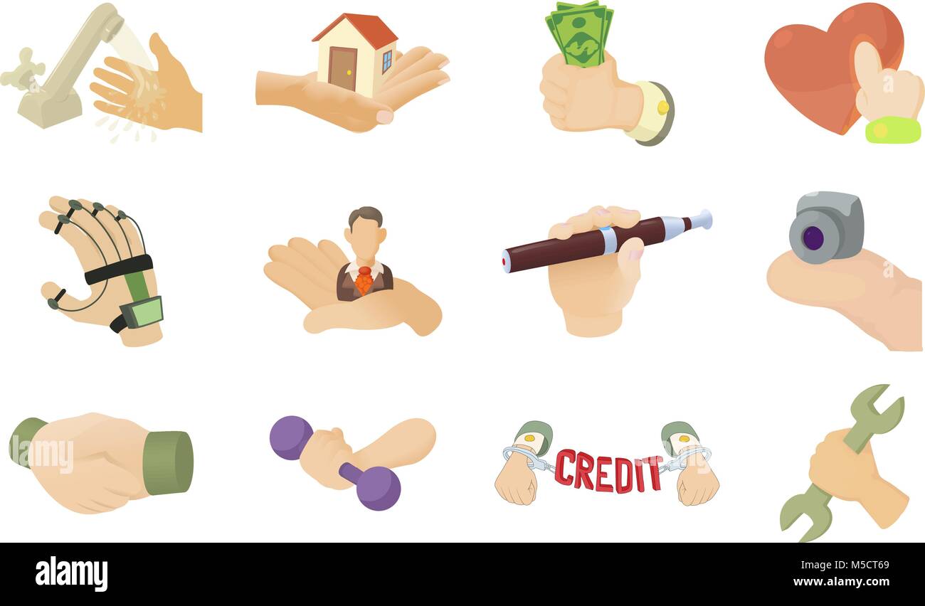 Object in hand icon set, cartoon style Stock Vector Image & Art - Alamy