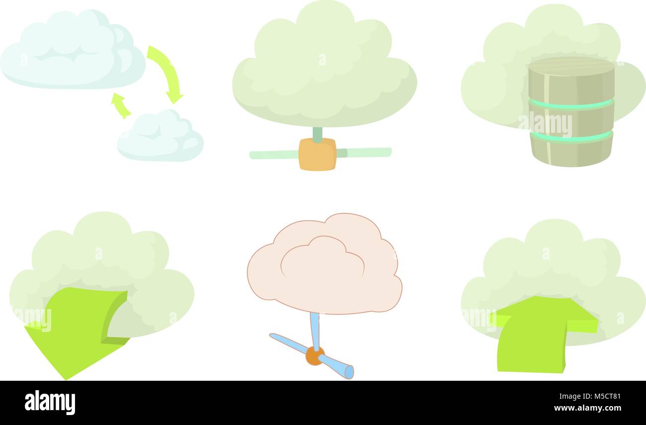 Cloud data icon set, cartoon style Stock Vector Image & Art - Alamy
