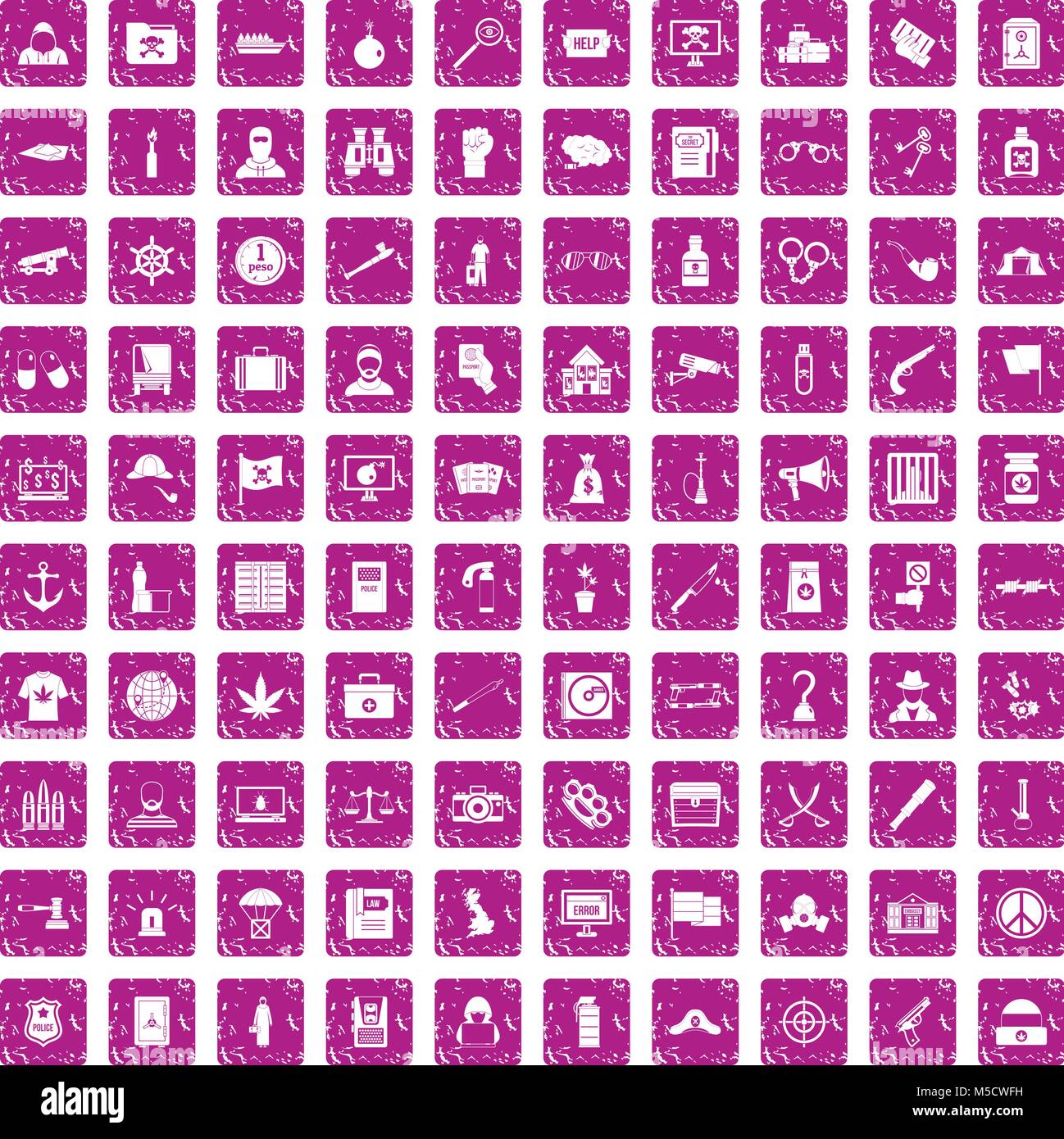 100 crime investigation icons set grunge pink Stock Vector Image & Art ...