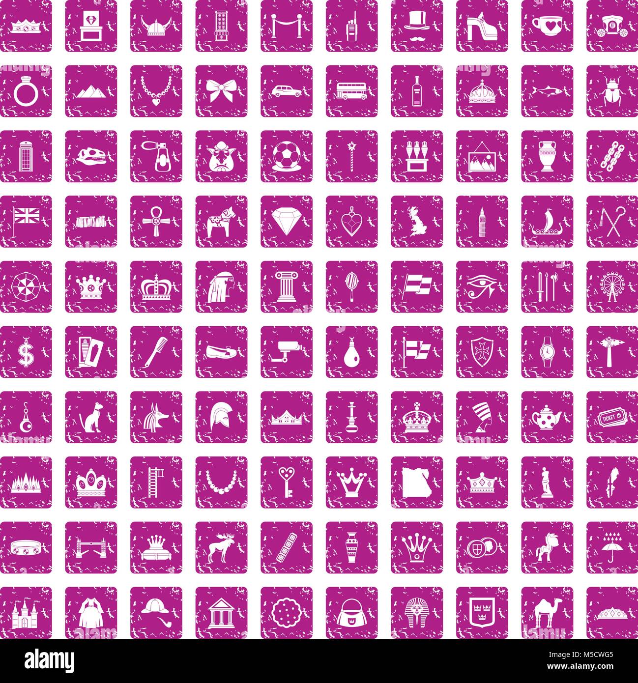100 crown icons set grunge pink Stock Vector Image & Art - Alamy