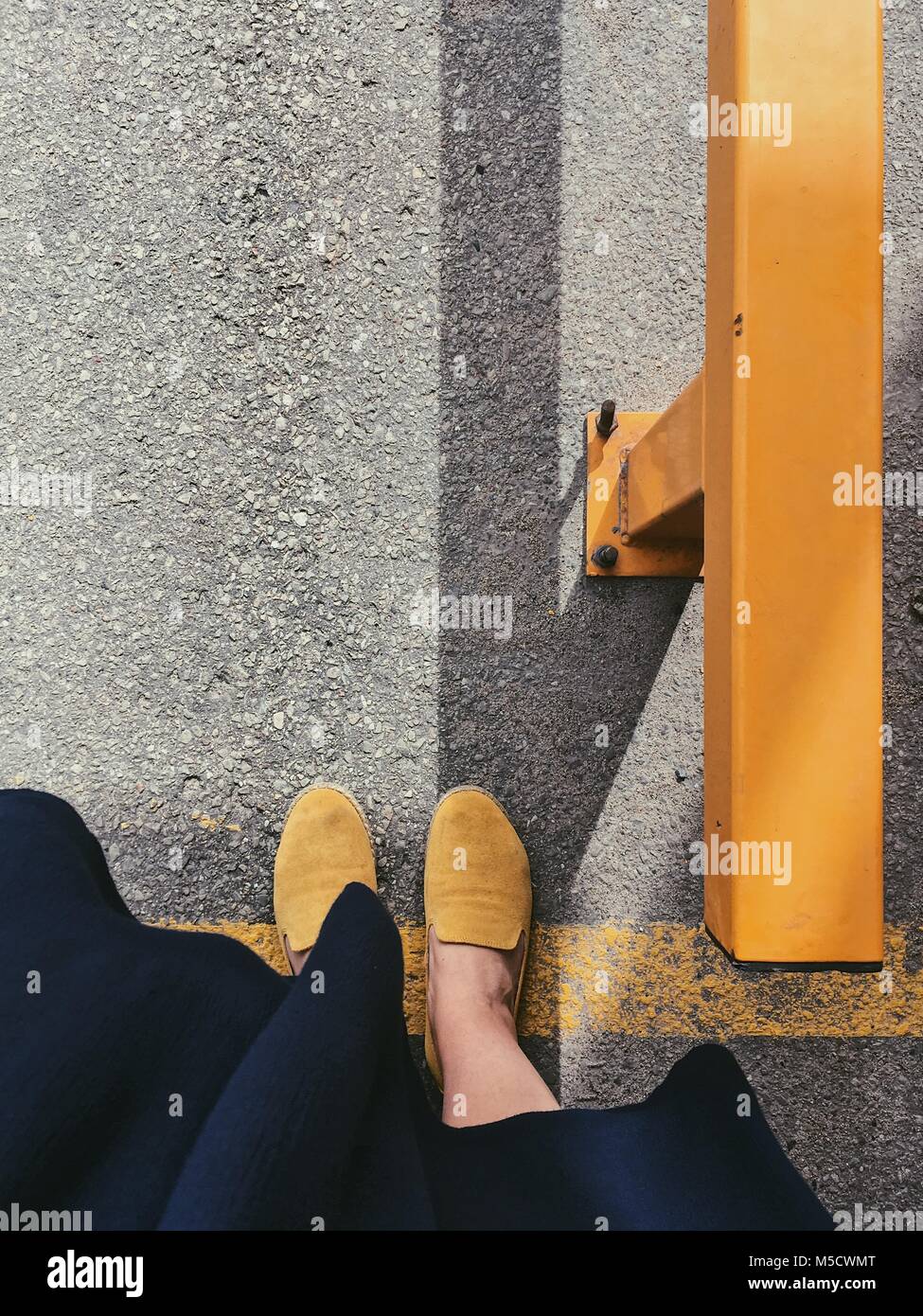 I’m on my yellow line. Stock Photo