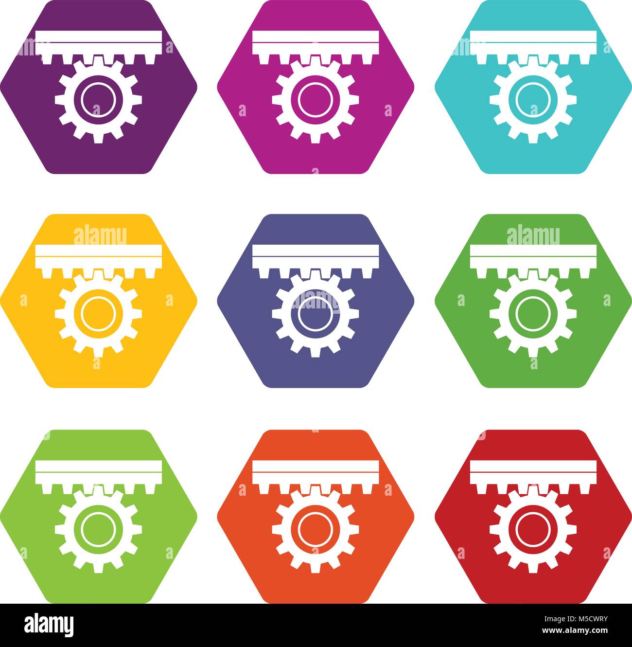 One gear icon set color hexahedron Stock Vector Image & Art - Alamy