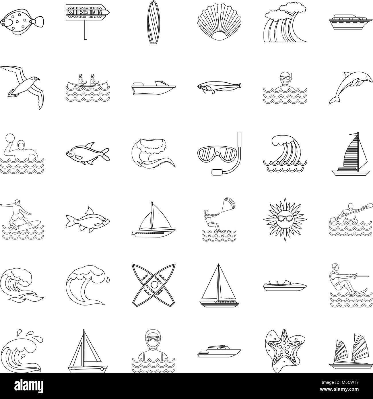 Water supply source icons set, outline style Stock Vector Image & Art ...