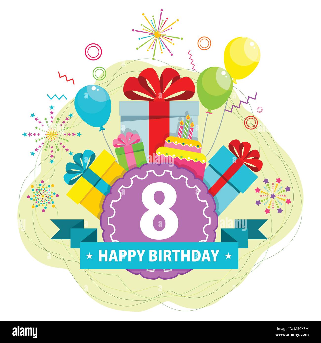 Birthday Card Eight Year Stock Vector Image Art Alamy
