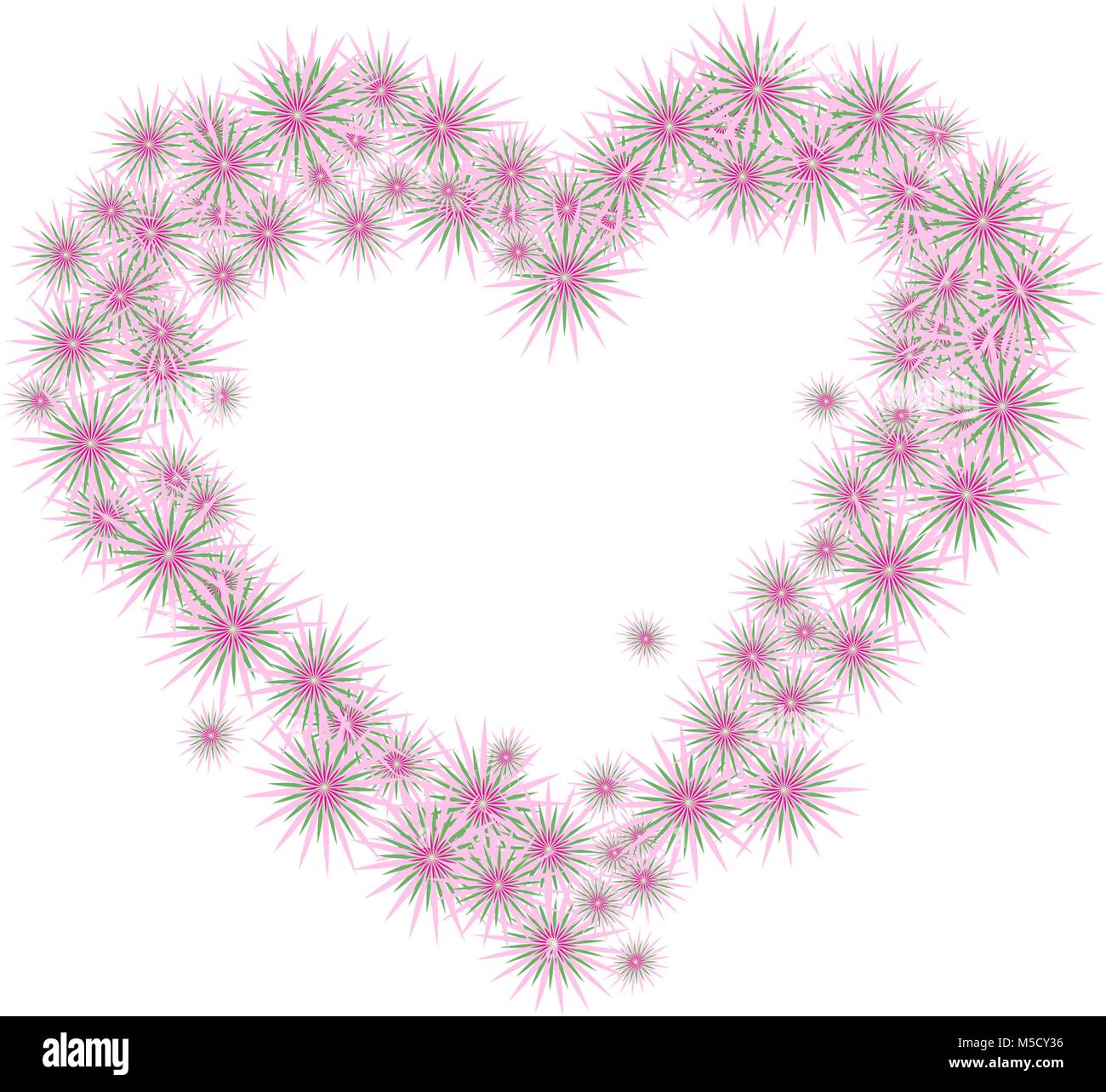 Pink flowers in heart shape - Happy Valentine's Stock Vector Image ...