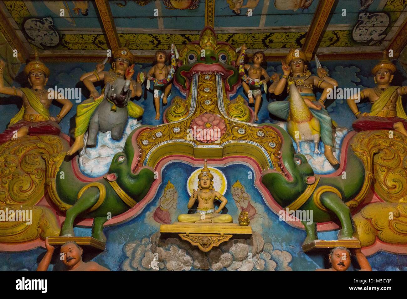 Interior of the pagoda of Dhowa Rock Temple, Sri Lanka. July 2017 Stock Photo
