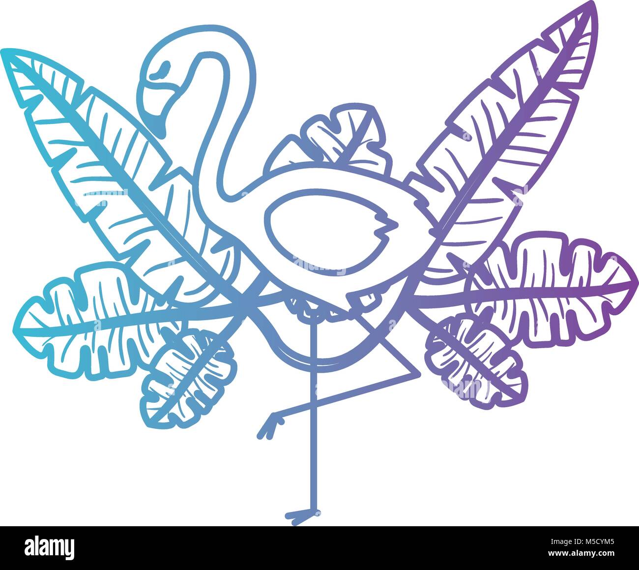 flemish tropical and exotic bird with leafs palm Stock Vector Image ...
