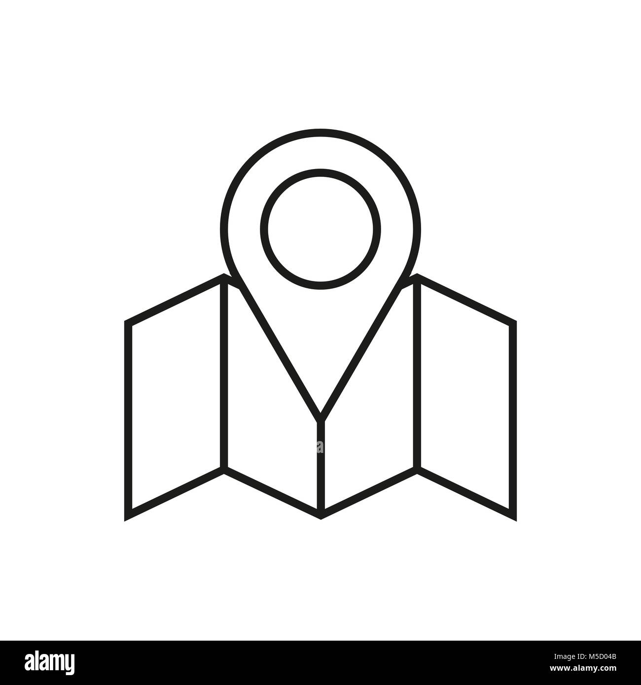 Map Location Pin Thin Line Icon Symbol Vector Illustration Graphic ...