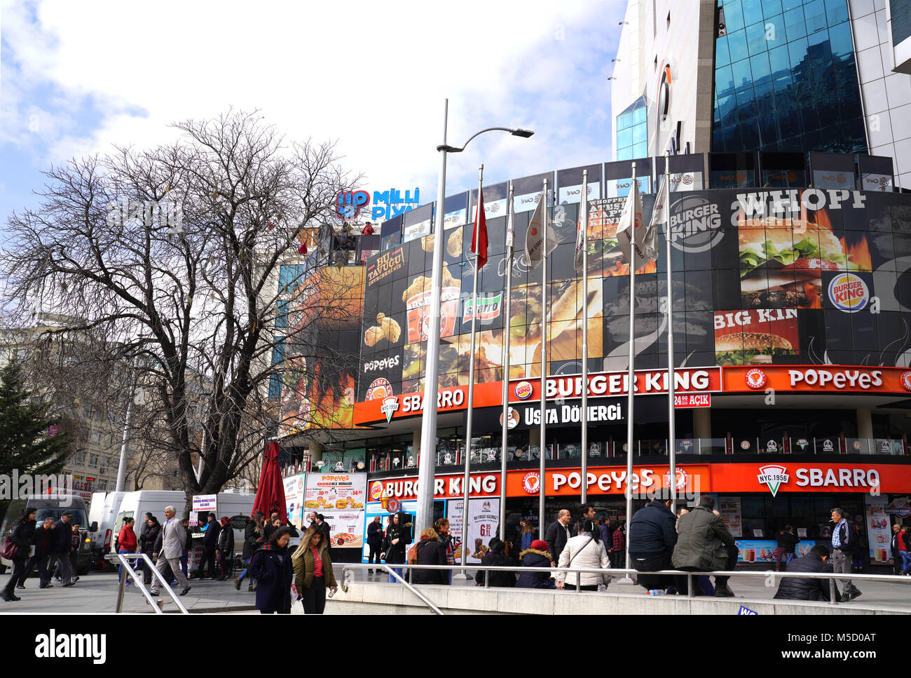The Restaurants 'Burger King, Popeyes, Sbarro' in Kizilay Shhooping Center in city center of Ankara, Turkey Stock Photo