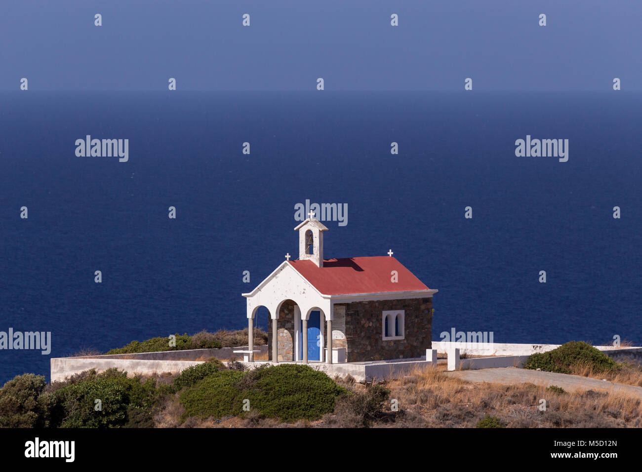 Greek orthodox church at Milatos on the north coast of Crete Stock Photo