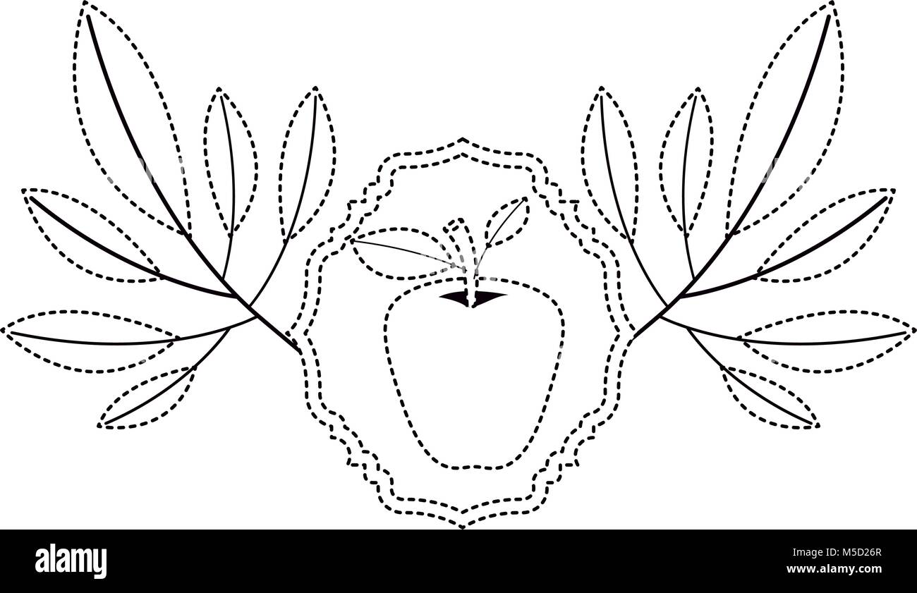 apple fresh fruit with leafs frame Stock Vector Image & Art - Alamy