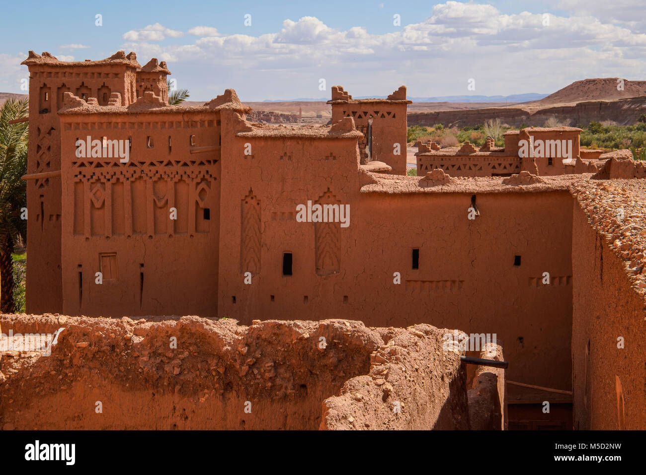 Ancient City Of Ait Benhaddou located along the old caravan route between the Sahara and Marrakech in present-day Morocco. Stock Photo