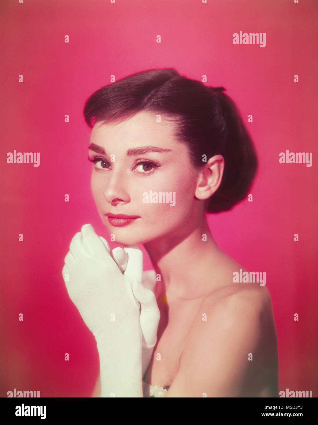 Audrey Hepburn photo taken to publicize her role in the 1957 movie Funny Face. Image from 4x5 inch transparency. Stock Photo