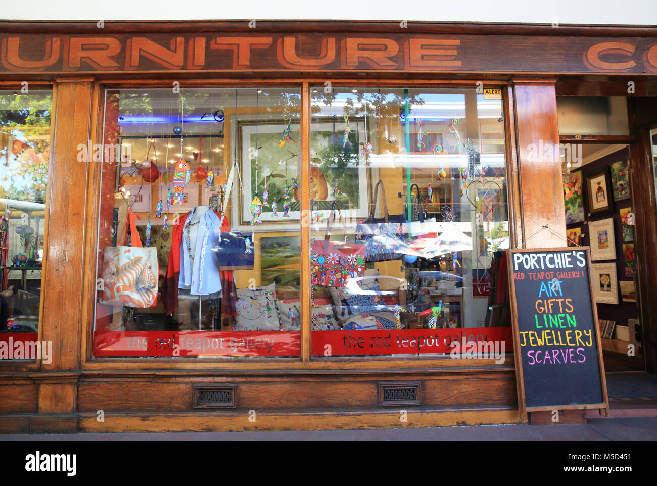 Portchie's red teapot gallery in the town of Stellenbosch in South