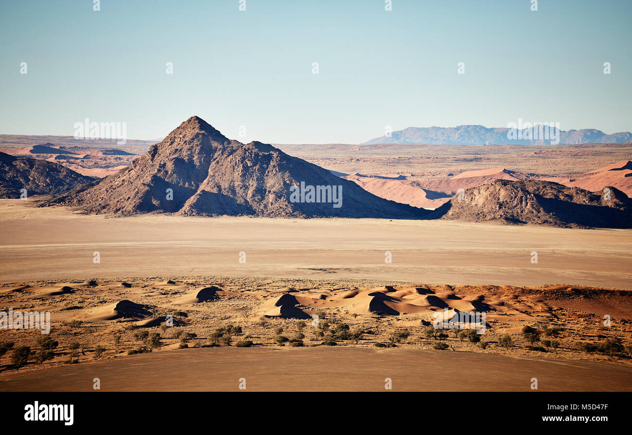 Aerial photo, view from hot air balloon, Tsaris mountains, Kulala Wilderness Reserve, Namib Desert, Hardap Region, Namibia Stock Photo
