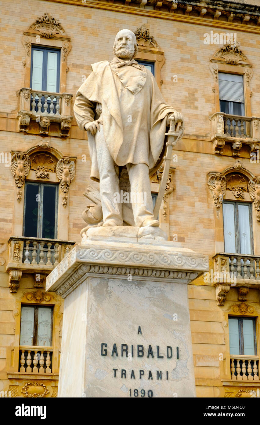Monument to Giuseppe Garibaldi, Trapani, Sicily, Italy Stock Photo