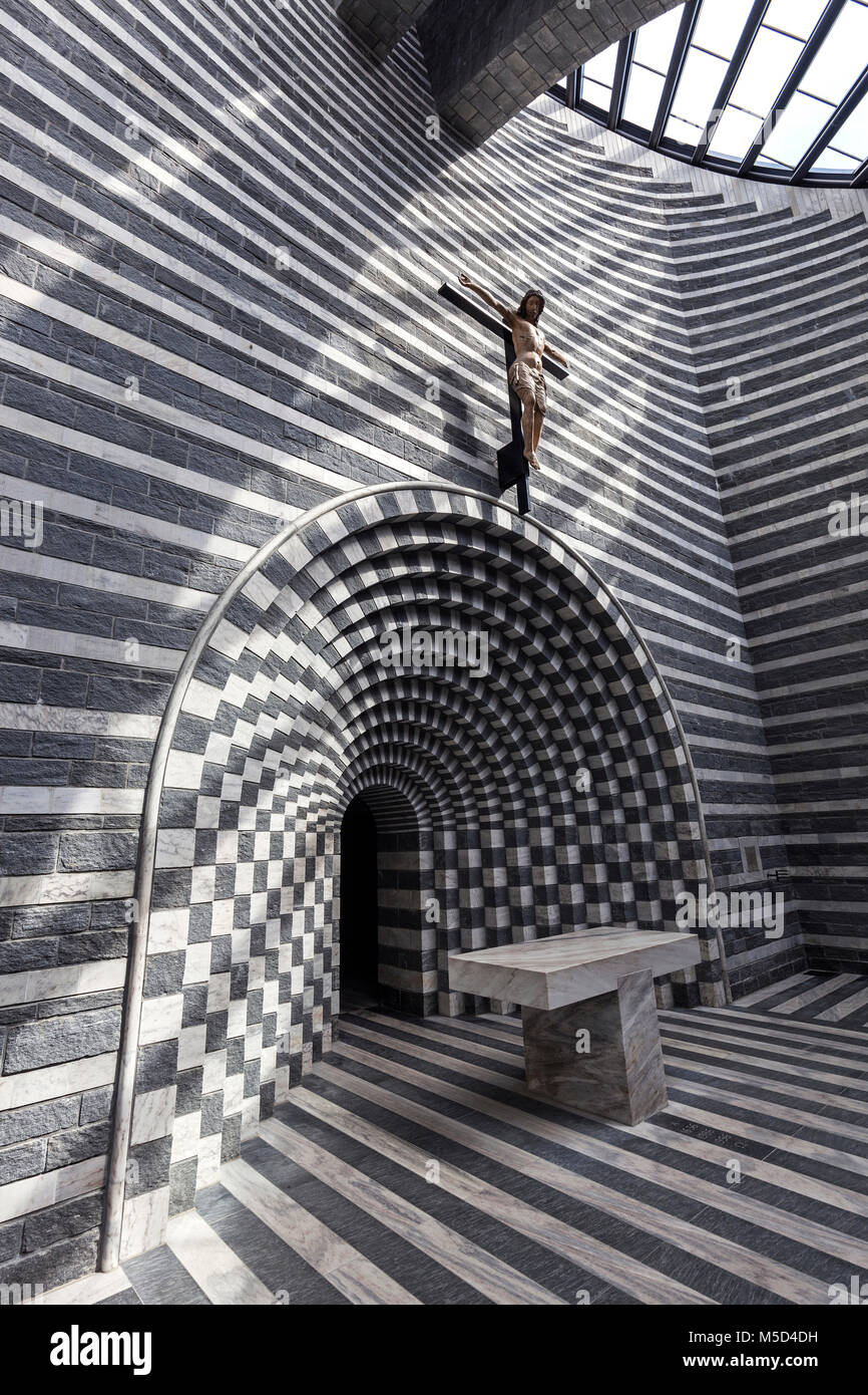 Church of San Giovanni Battista, interior view, architect Mario Botta, Mogno, near Fusio, Lavizzara, Canton Tessin, Switzerland Stock Photo