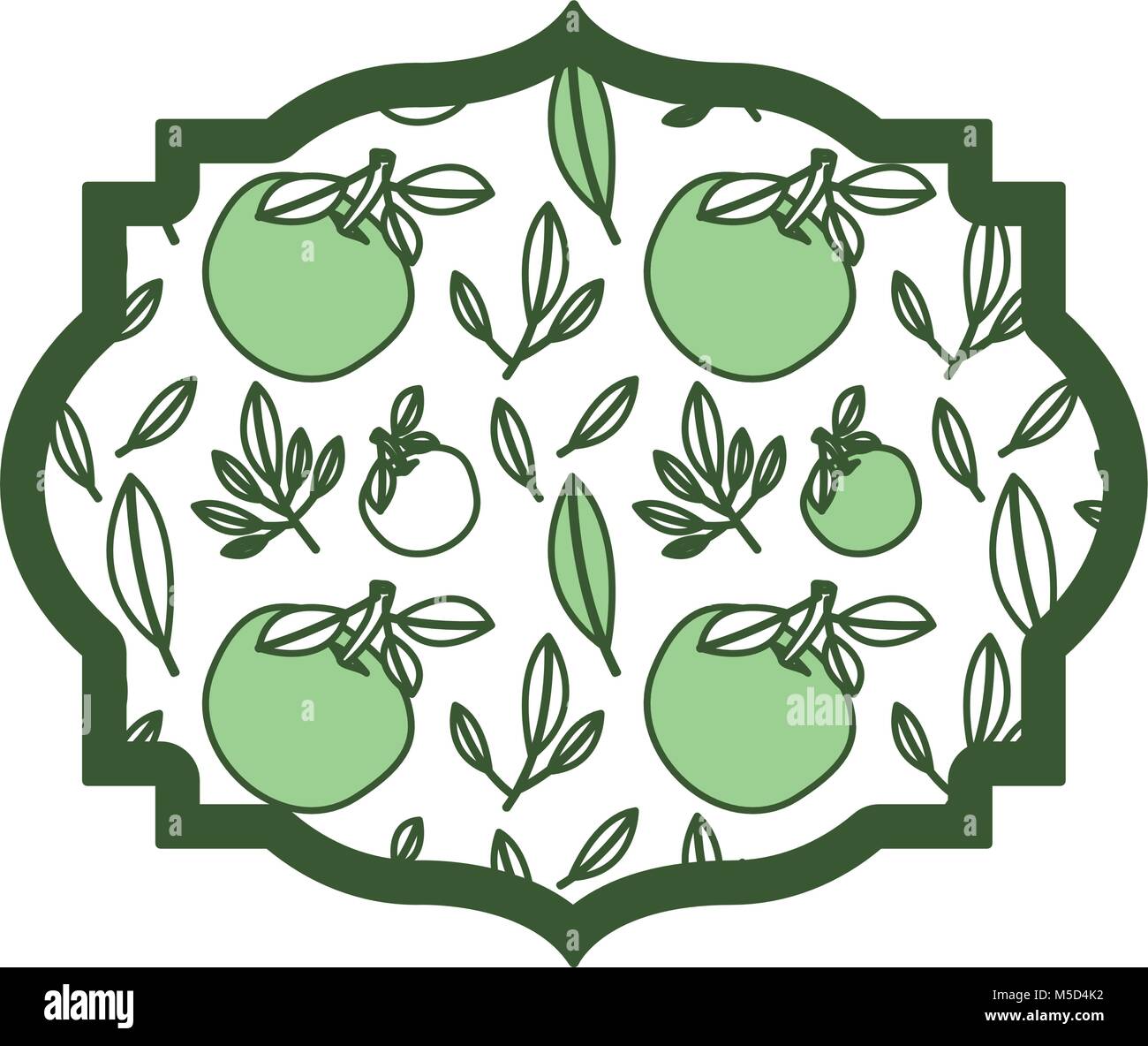 orange with leafs frame slice fresh and citrus fruit Stock Vector Image ...
